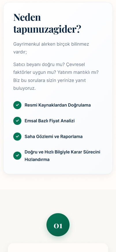 Mobile checklist of reasons to use the service