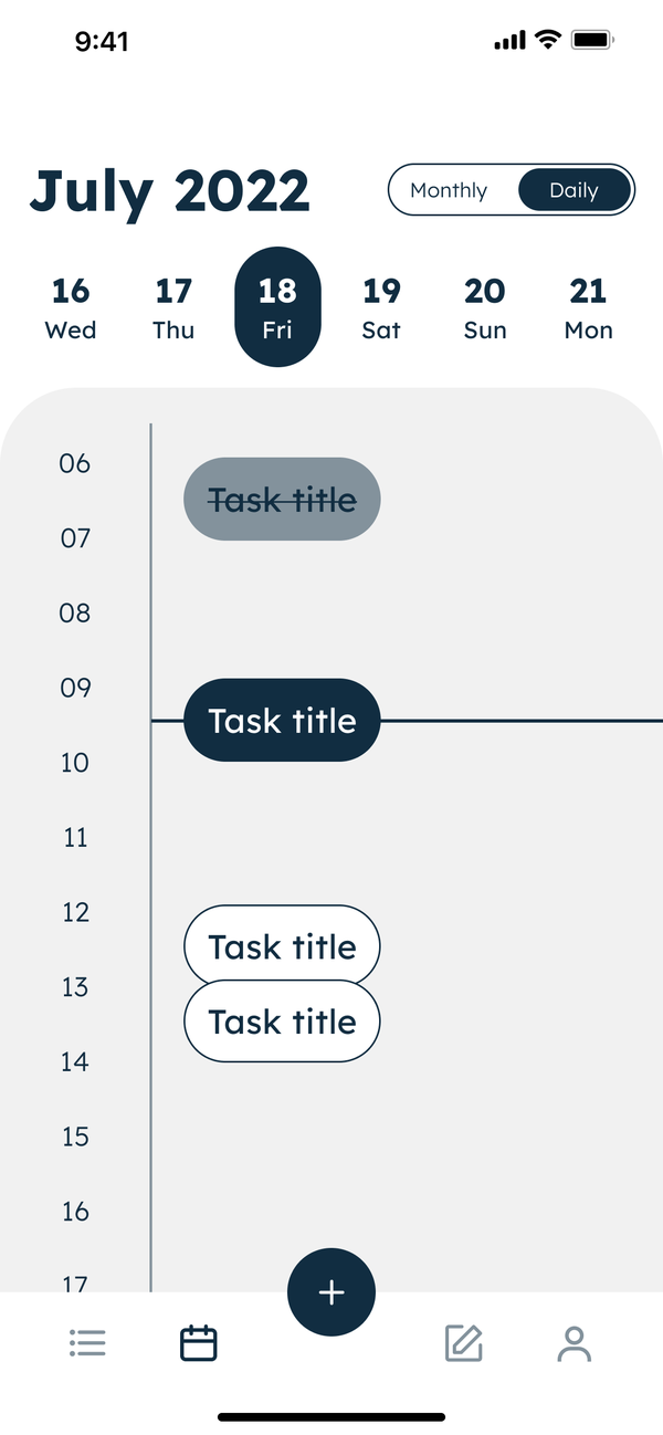 Daily calendar for July 2022 with an hourly schedule and task blocks