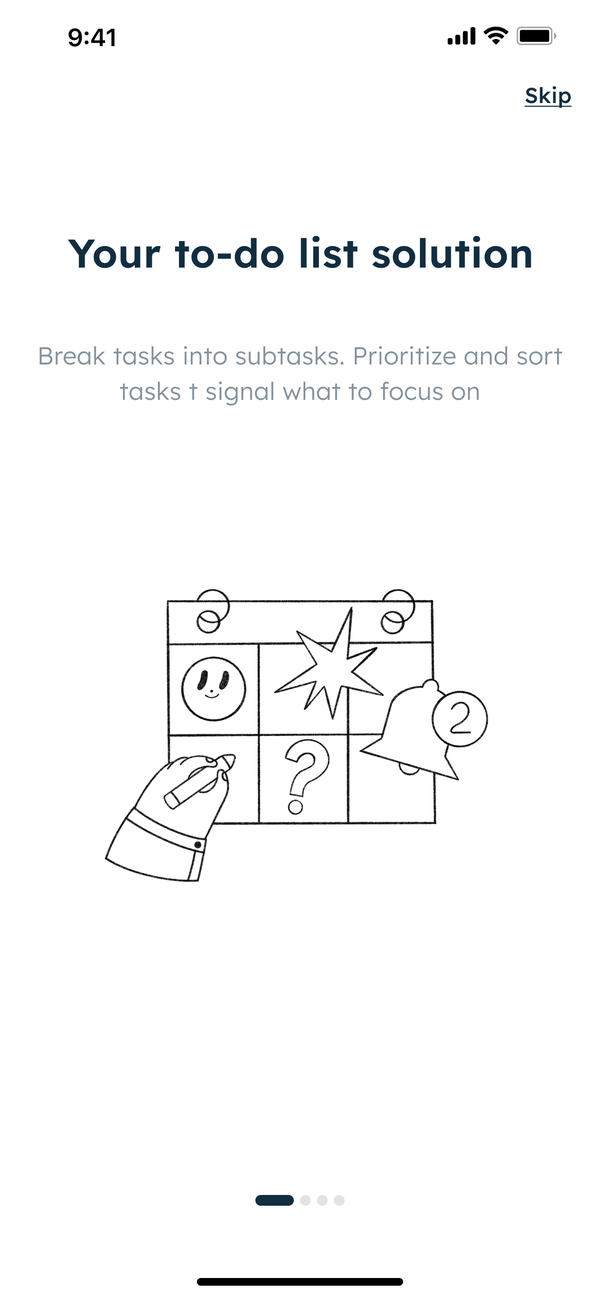 Onboarding: Your to-do list solution, with an illustration