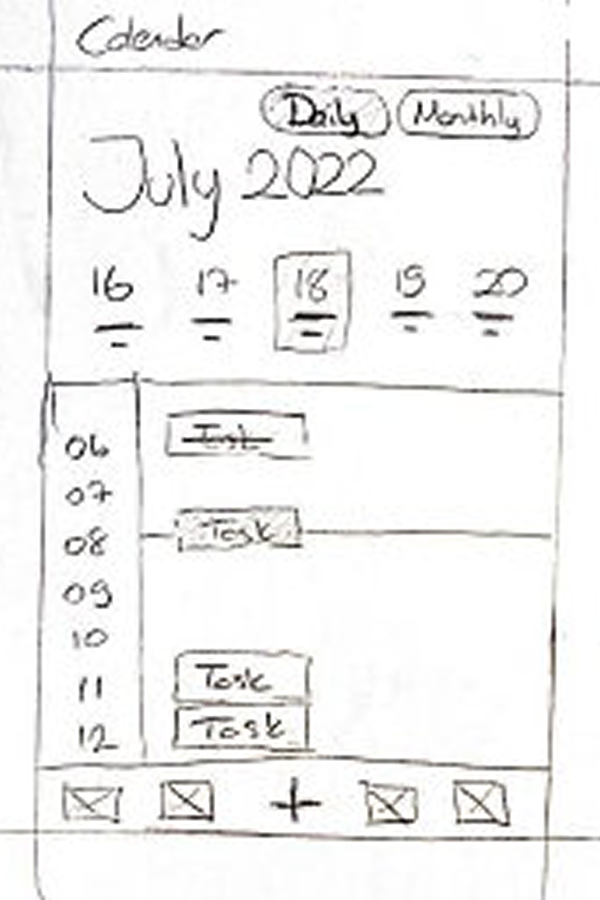 Hand-drawn sketch: calendar