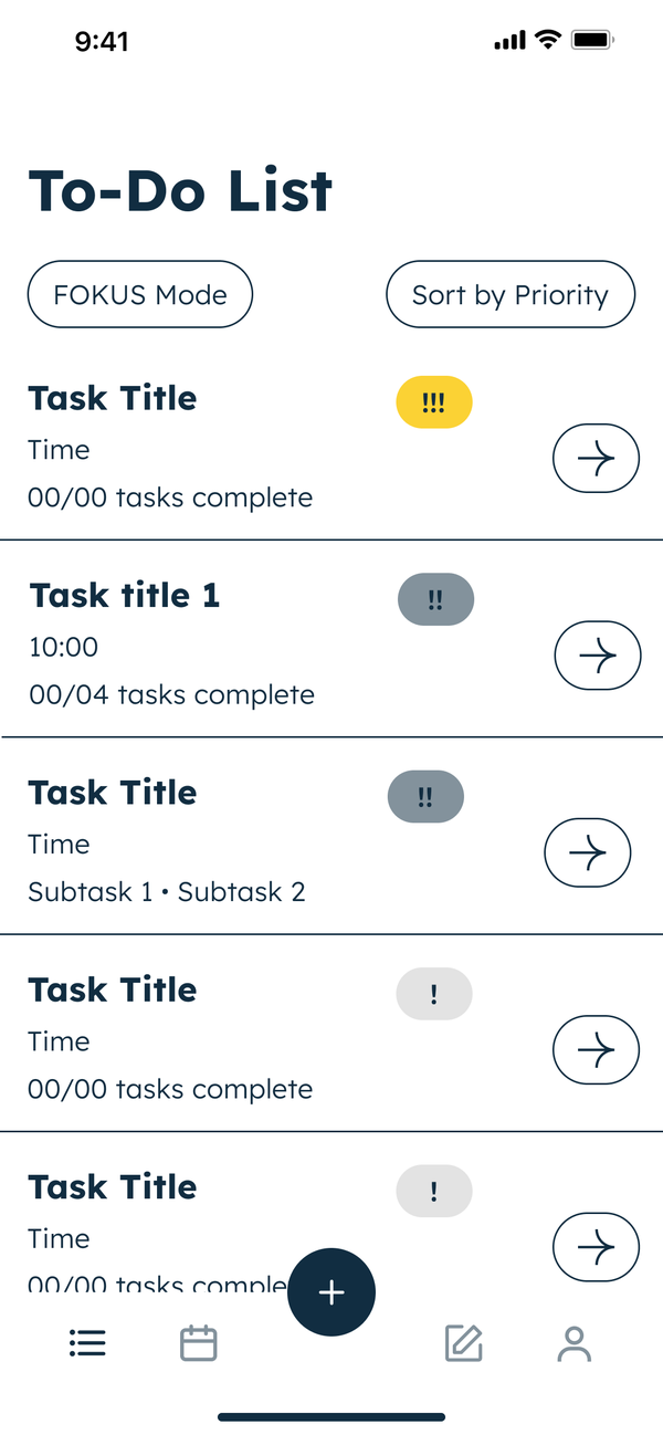 To-Do List sorted by priority, with the highest-priority task first