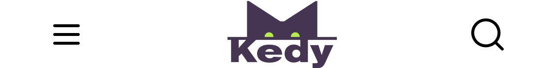 Header with menu, Kedy logo and search
