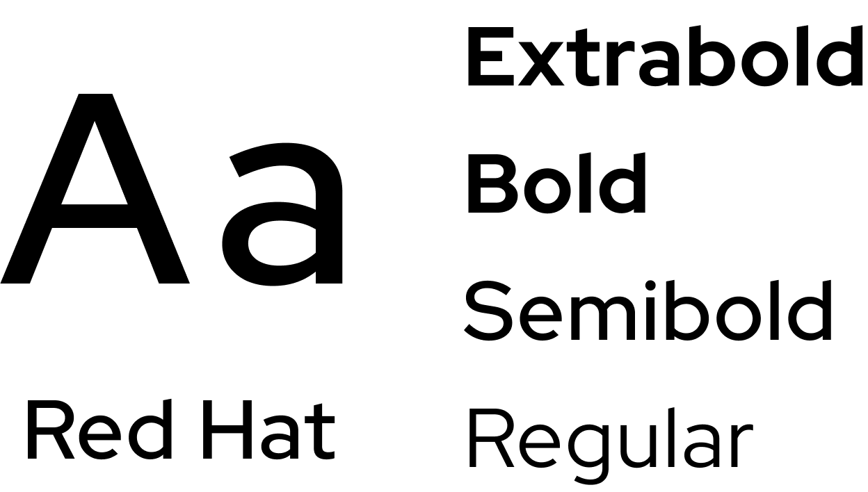 Typography: Red Hat in Extrabold, Bold, Semibold and Regular