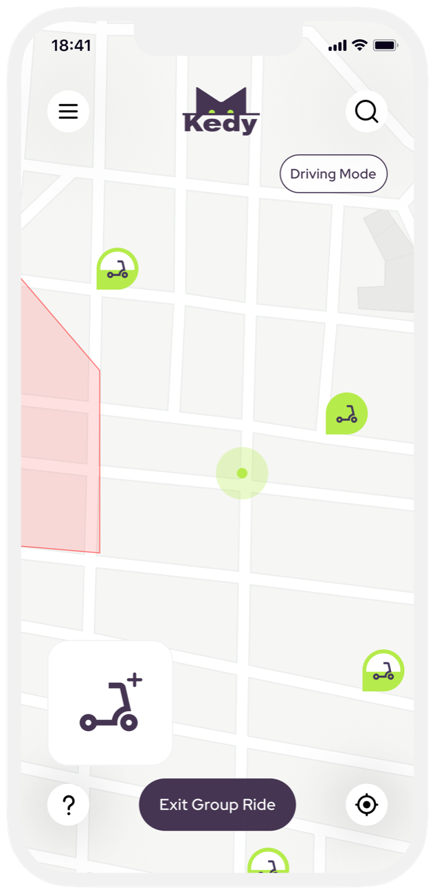 Group ride mode on the map with Exit Group Ride