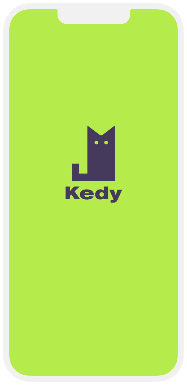 Kedy splash screen: the cat logo on lime