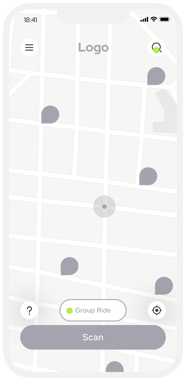 Wireframe: map with scooters