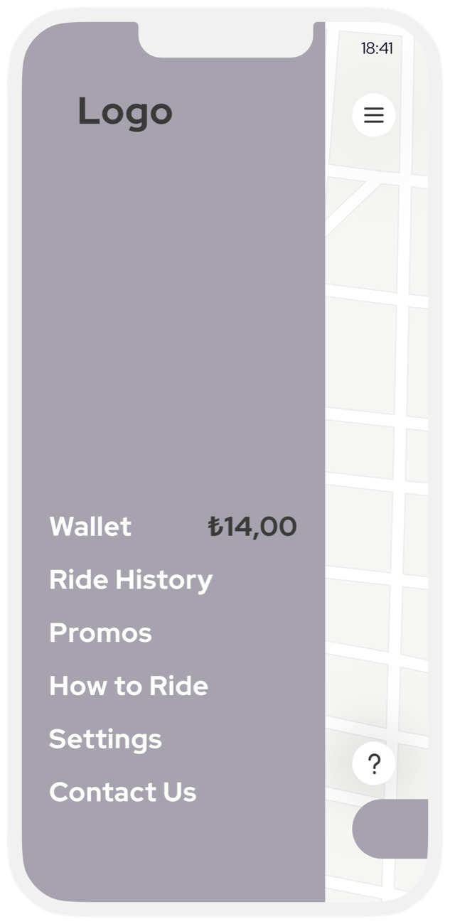 Wireframe: menu