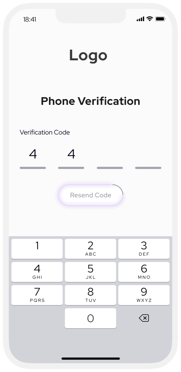 Wireframe: phone verification